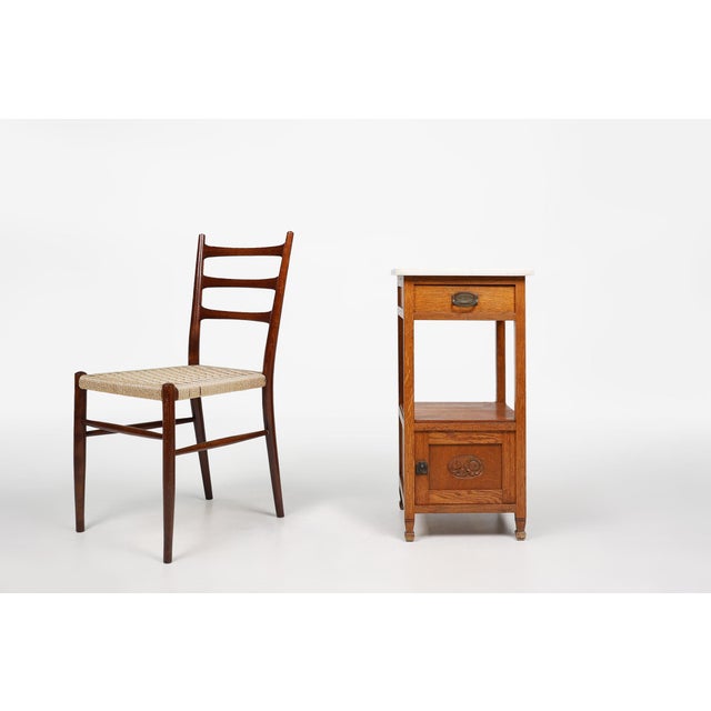 France / 1920 / Night stand / wood, carrara marble / Art Deco / Mid-century / Vintage An elegant Art Deco night stand from...