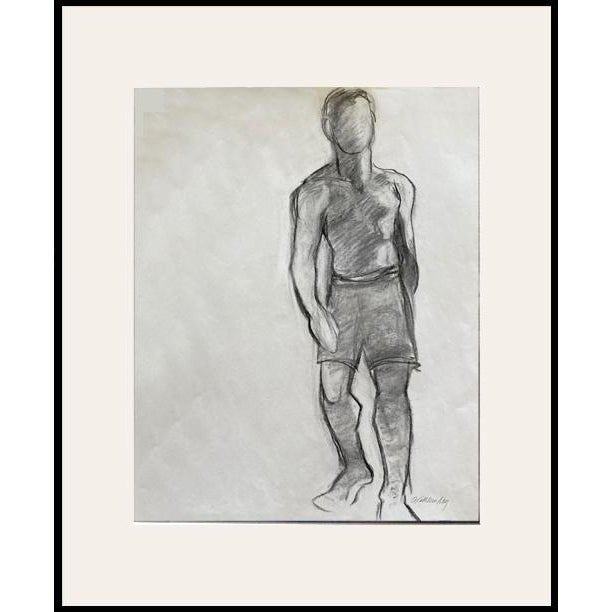 Original Charcoal Life Drawing, "Step Forward", Male Figure For Sale - Image 4 of 4