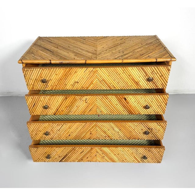1970s Vintage Rattan Chest of Drawers, Italy, 1970s For Sale - Image 5 of 8
