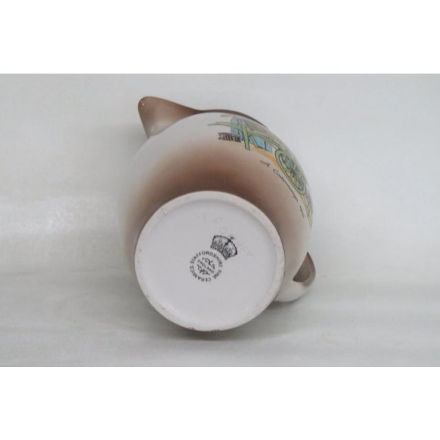 Brown Staffordshire Ronney Pottery England Painted Pitcher Jug For Sale - Image 8 of 11