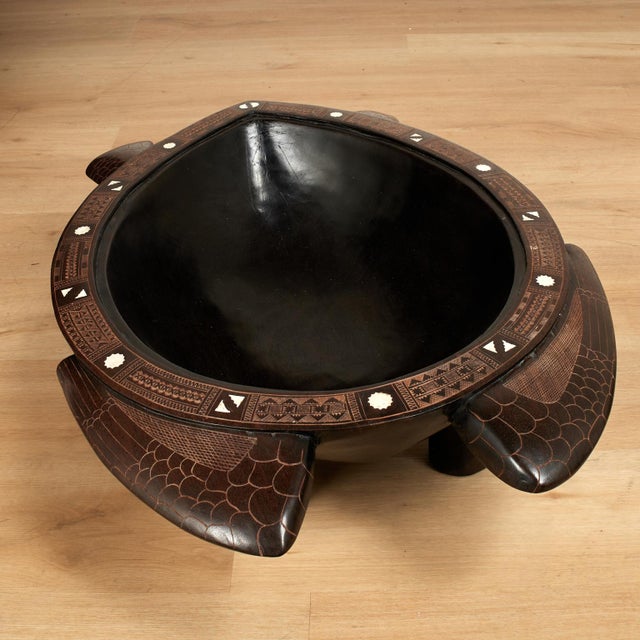 Vintage Carved Wood Fijian Turtle Kava Bowl For Sale - Image 9 of 14