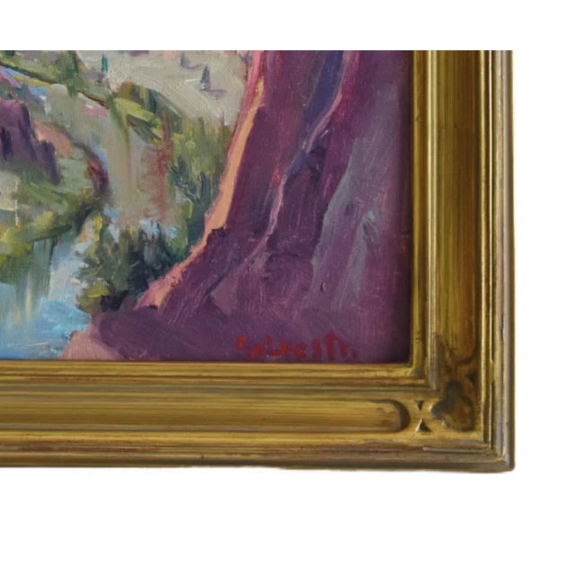 Silvio Silvestri, Listed Artist Canyon Mountains & River Landscape Oil Painting Including Antiqued Gold Frame For Sale In Los Angeles - Image 6 of 11