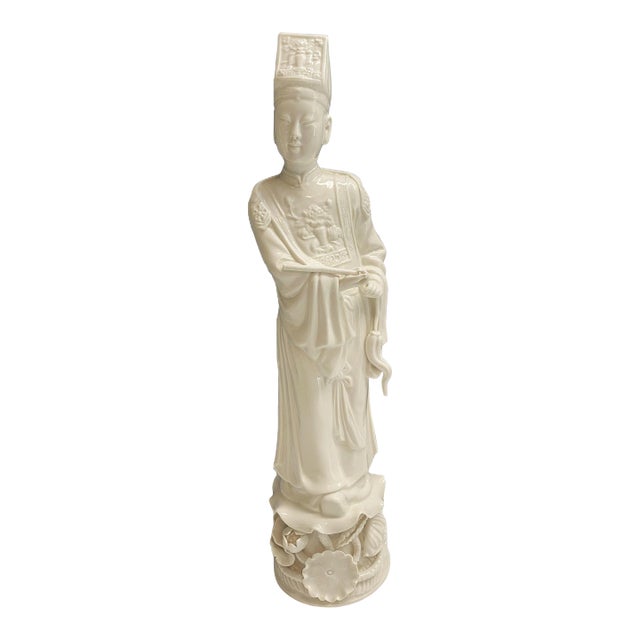 Early 20th C. Blanc DeChine Chinese Figurine-Immortal Taoist Male Statue Dehua Kilns in Fjjian China For Sale