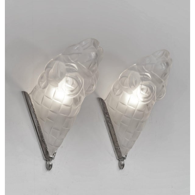 Art Deco French Art Deco Wall Sconces by Francis Hubens & Degue 1920s France - A Pair For Sale - Image 3 of 13