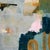 Layers of pale blue, deep teal and navy are softened by a blush cloud shape and warm ochre arches, evoking the blue-washed...