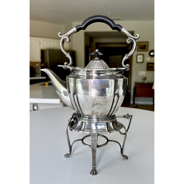 Roberts & Belk Antique Edwardian Roberts & Belk Silver Kettle on Stand & Burner For Sale - Image 4 of 15
