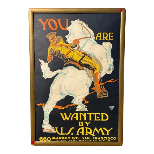 World War I Wwi Recruitment Poster, General Pershing “You Are Wanted by Us Army” For Sale