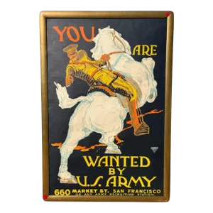World War I Wwi Recruitment Poster, General Pershing “You Are Wanted by Us Army”