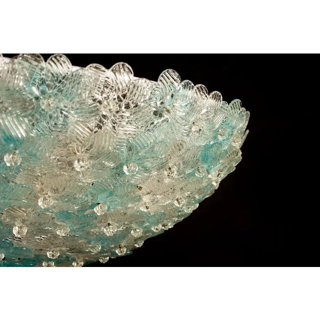 Aquamarine and Ice Murano Glass Flowers Basket Ceiling Light from Barovier & Toso For Sale - Image 4 of 12