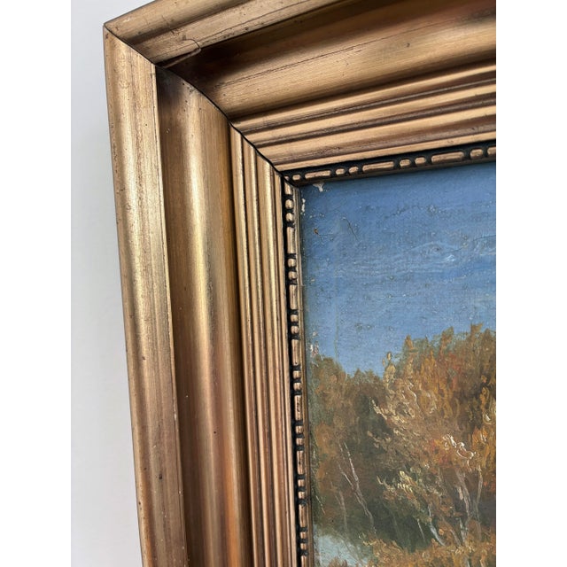 Textile Vintage Original River Landscape Oil Painting - Signed For Sale - Image 7 of 12