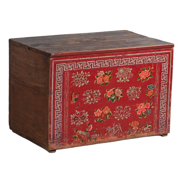 Antique Chinese Qing Dynasty Painted Dongbei Chest For Sale