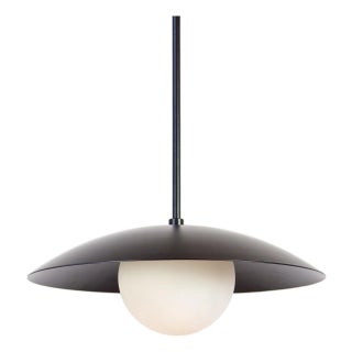 Dome Pendant Light, Black, 29.25in H, 5 Inch Glass Globe, by Research.Lighting, Modern, Minimal Hanging Light For Sale
