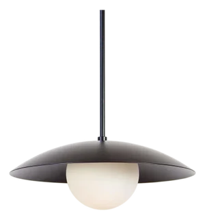 Dome Pendant Light, Black, 29.25in H, 5 Inch Glass Globe, by Research.Lighting, Modern, Minimal Hanging Light