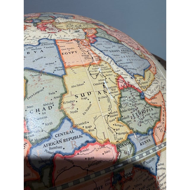 Metal Eureka Masterpiece Collection Vintage World Globe on Iron Stand by George F. Cram Co. For Sale - Image 7 of 9
