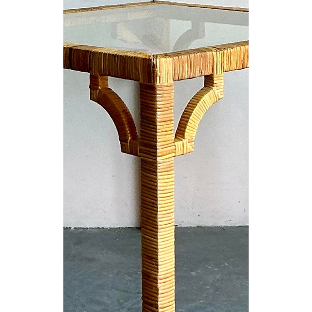 Elevate the aesthetic of your sunroom or living space with this exquisite vintage wrapped rattan game table. Masterfully...