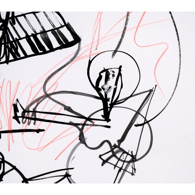 Modern Jazz Trio - Abstract Expressionist Composition in Ink and Watercolor on Paper by Michael William Eggleston For Sale - Image 3 of 6
