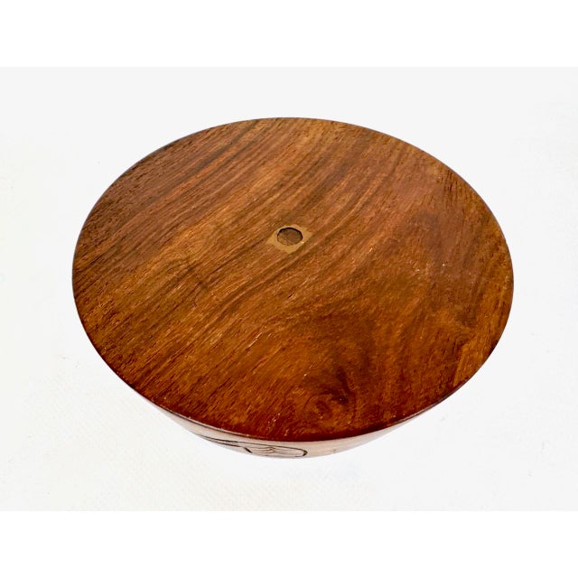 Brown Mid-Century Modern Round Teak and Brass Pipe Ashtray, 1960s For Sale - Image 8 of 10
