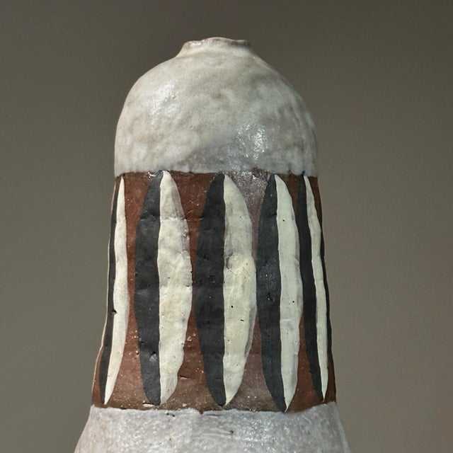 Vintage Modernist Shino Glazed Hand Painted Ceramic Vessel For Sale In Philadelphia - Image 6 of 10