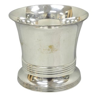 Vintage English Regency Soldered Silver Plated Fluted Champagne Chiller Bucket For Sale