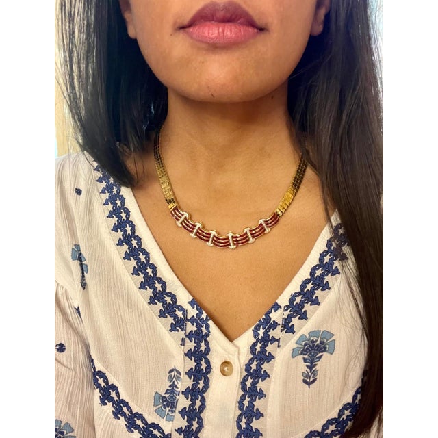 Natural 7Ct Ruby & 2 Ct Diamond Necklace 18 Karat Yellow Gold with Ring 68 Grams For Sale - Image 9 of 18