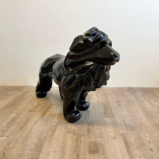 Contemporary Fiberglass Lion Sculpture, Ebony, Custom Quality For Sale - Image 12 of 12