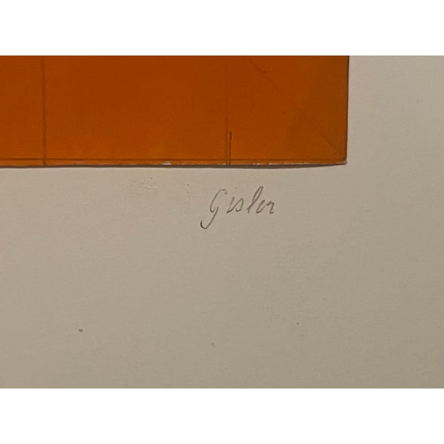 1964, Heinrich Gisler (1918-2011), Mid Century Modern Geometric Tempura Painting on Paper, Signed, Framed For Sale - Image 4 of 4