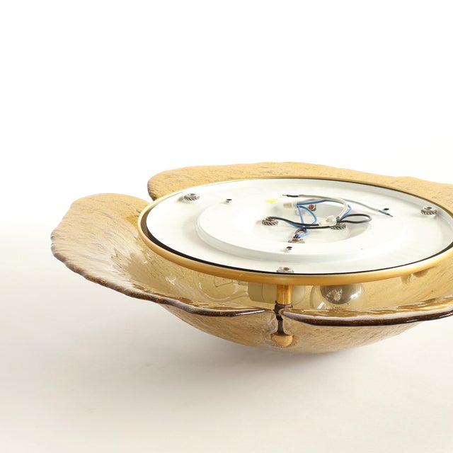 Mid-Century Modern Organic Form Amber Glass Ceiling Light, 1970s For Sale - Image 3 of 8