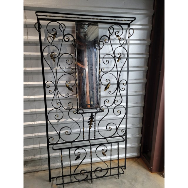 Ebony French Art-Deco Wrought Iron Coat Rack For Sale - Image 8 of 8