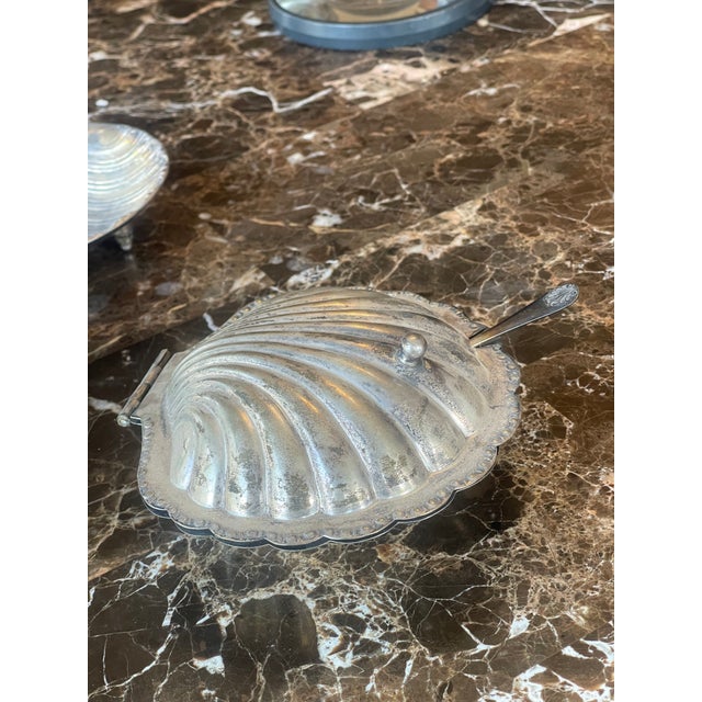 Vintage Silver & Glass Shell Caviar Dish Set - 7 pcs For Sale - Image 9 of 18