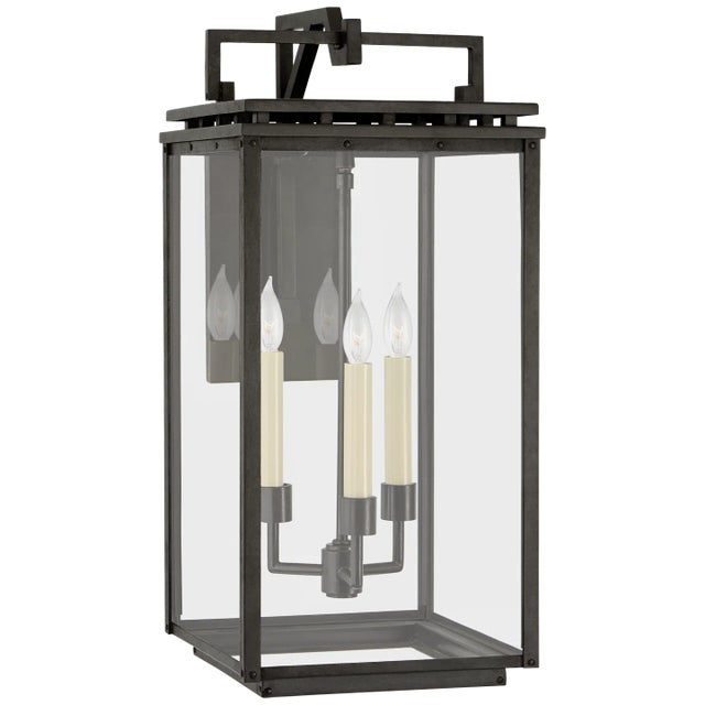 Cheshire Medium Bracketed Wall Lantern in Aged Iron with Clear Glass Designer: Chapman & Myers Height: 21" Extension:...