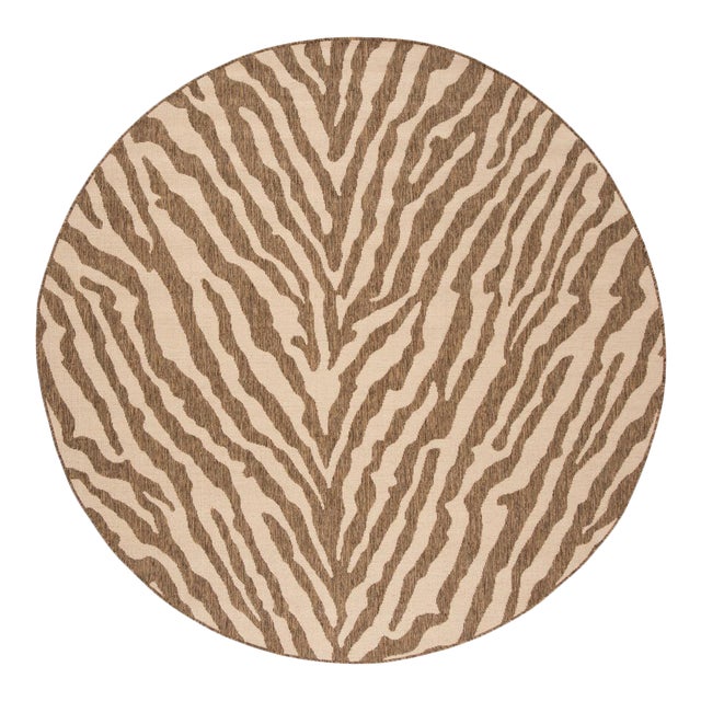 Capri Indoor Outdoor Rug Cream & Beige 6'7" Round For Sale