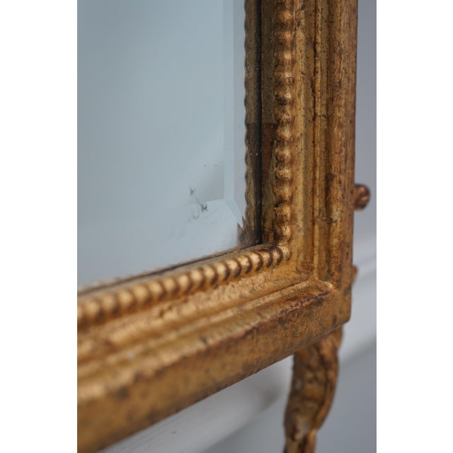 Italian Large Vintage Louis XV Style Wall Mirror W. Gold Frame For Sale - Image 4 of 12