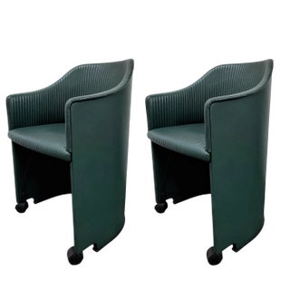 Set of Leather Armchairs attributed to Afra & Tobia Scarpa for Maxalto, Italy, 1985 For Sale