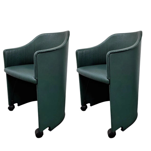 Set of Leather Armchairs attributed to Afra & Tobia Scarpa for Maxalto, Italy, 1985 For Sale