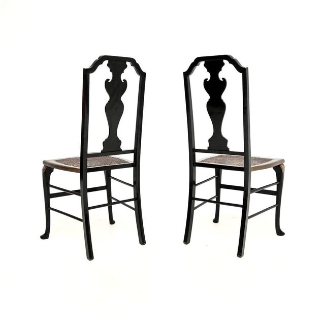 Antique Lacquered Chinoiserie Side Chairs, 1900, Set of 2 For Sale - Image 4 of 12