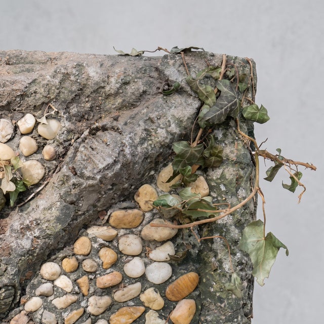 Early 20th Century Cement Planter with Faux Wood Decoration and Pebbles, Rockery, France For Sale - Image 6 of 13