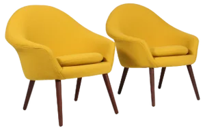 Set of Lounge Chairs in Yellow Model 187 attributed to Hans Olsen for Hallingdal from Kvadrat, 1950s