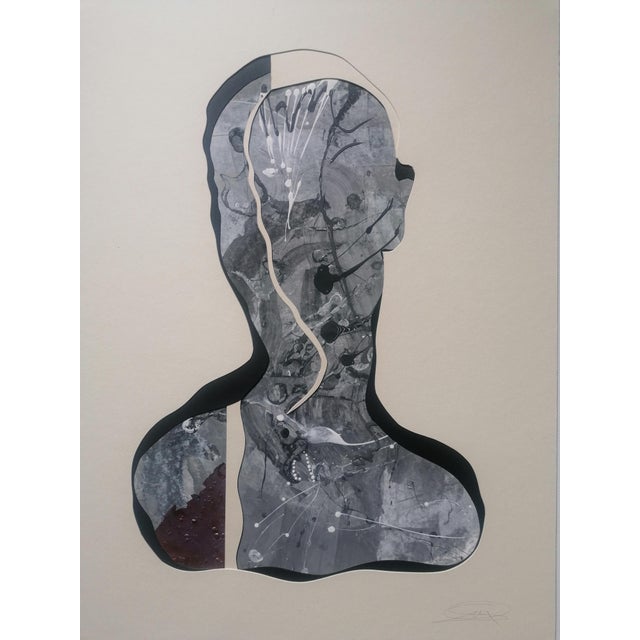 S3o 2022 collage acrylic on paper 150x70x1 this piece has an attribution mark, i am sure that it is completely authentic...