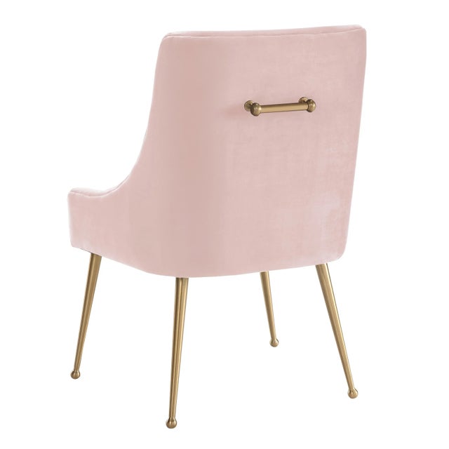 Transitional Beatrix Blush Velvet Side Chair with Gold Legs For Sale - Image 3 of 9