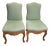 Baker Furniture Pair of French Style Green Chairs For Sale