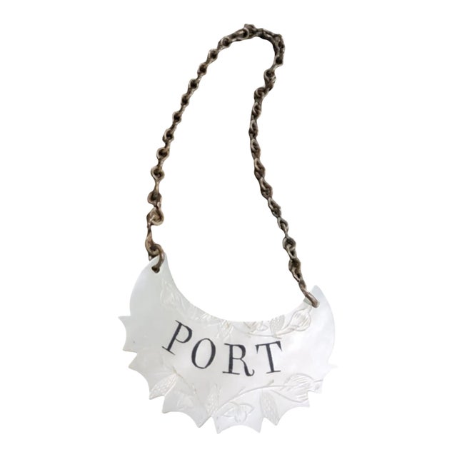 Antique Mother of Pearl Decanter Tag for Port For Sale
