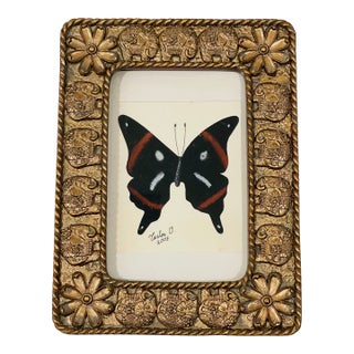 Vintage Original Art Butterfly Painting Signed O. Carlos and Fred For Sale