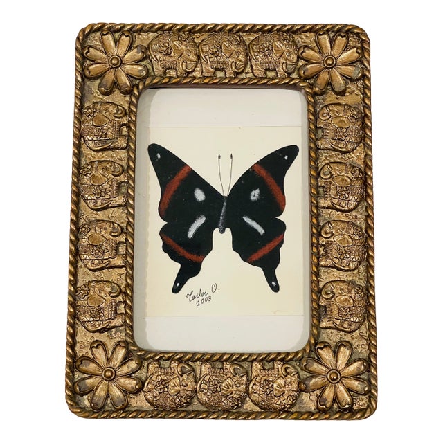 Vintage Original Art Butterfly Painting Signed O. Carlos and Fred For Sale