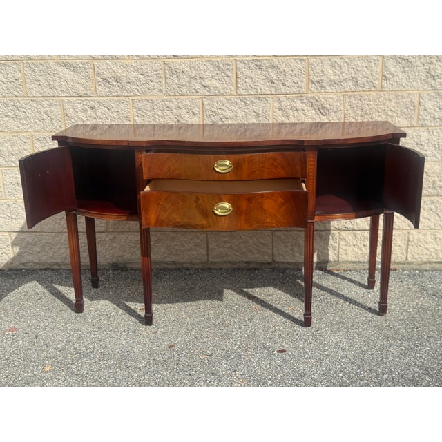 Traditional Vintage Thomasville Federal Style Mahogany Bowfront Sideboard For Sale - Image 3 of 12