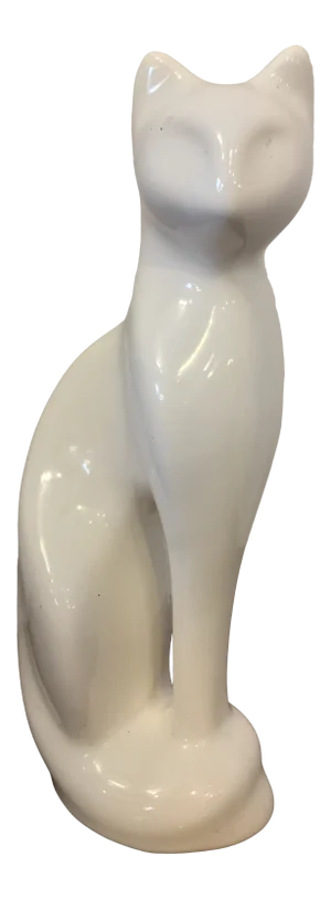 Petite Mid Century Ceramic White Cat Figurine