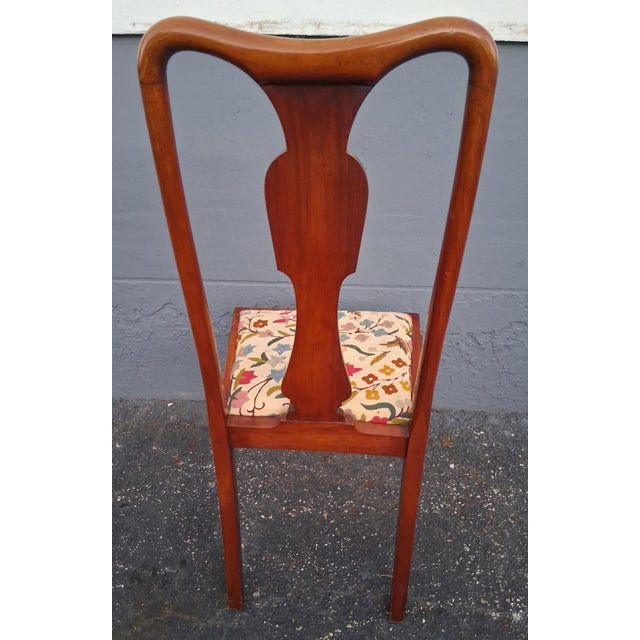 1950's Traditional Queen Anne Style Carved & Embroidered Dining Chairs Set of 6 For Sale - Image 12 of 18