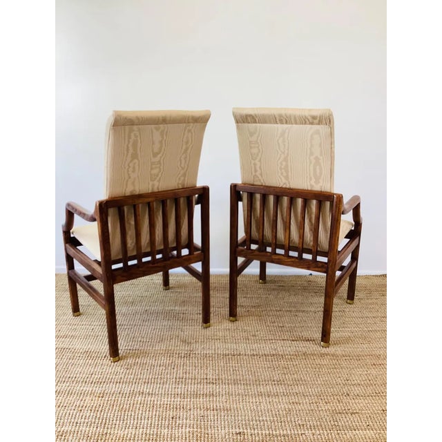 Brown Vintage 1970s Henredon Mid Century Oak Wood Dining Chairs Set of 8 Campaign Style For Sale - Image 8 of 10