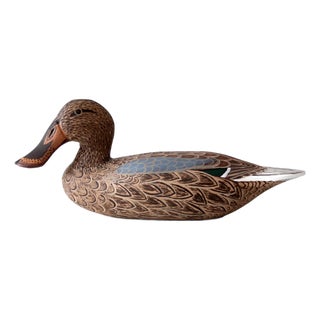 Hand-Carved Shoveler Hen Duck by Bill Reinsager, 1993 For Sale