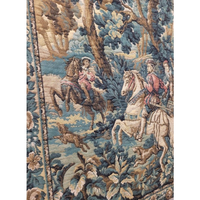 Traditional Late 20th Century Belgian Woven Hunting Scene Tapestry For Sale - Image 3 of 12