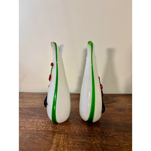Murano 1950s Pair of Italian Hand Blown Art Glass Bud Vases, After Murano For Sale - Image 4 of 7